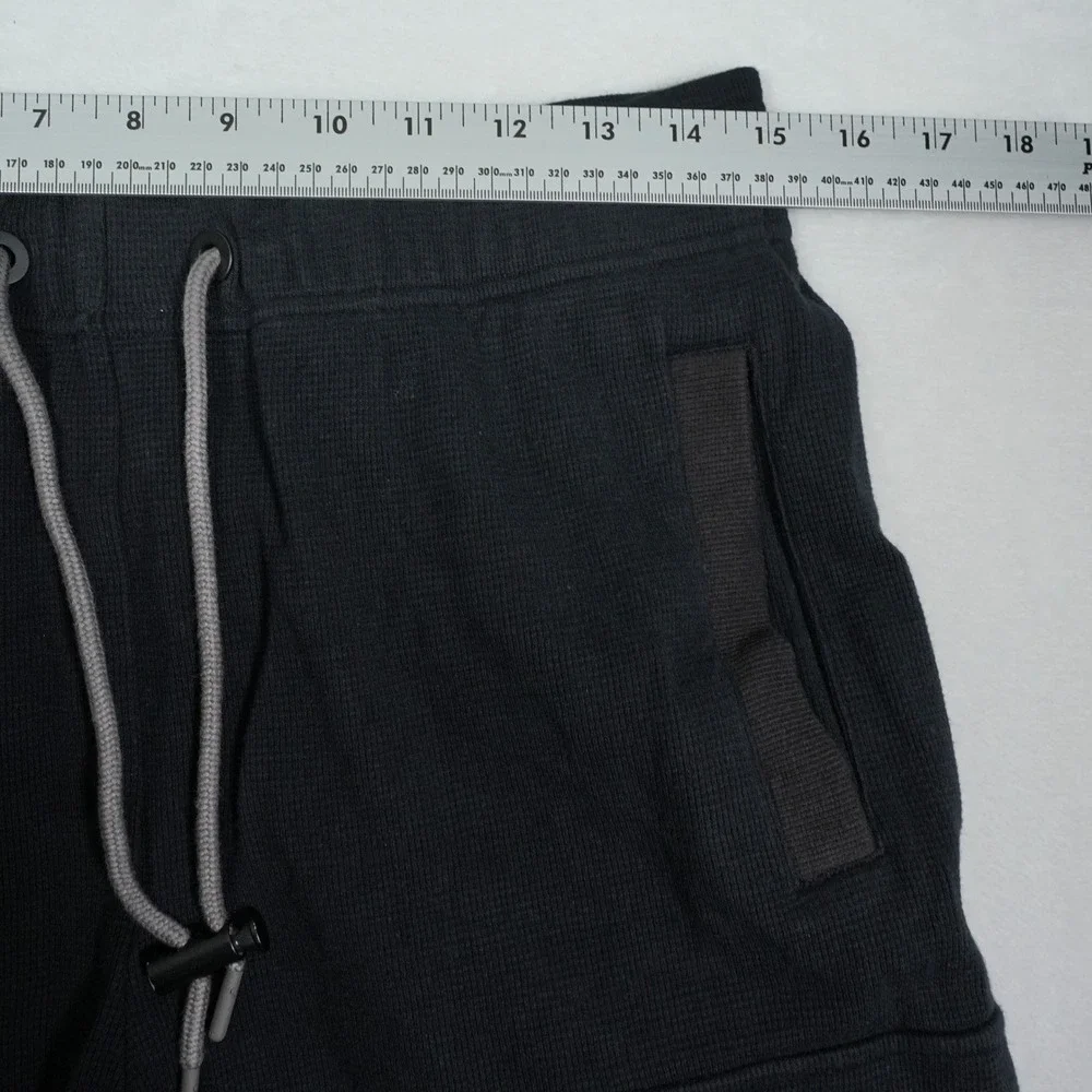 Magnlens Mens Baggy Waffle Knit Cargo Pants Black Size M Adjustable Hem - Picture 5 of 7